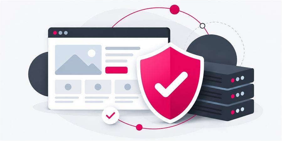 Illustration of a website protected by a security shield